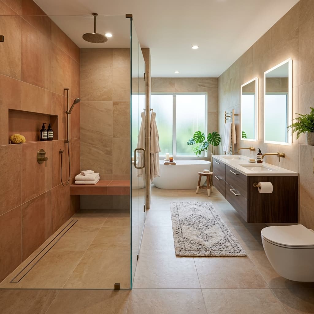 Modernes barrierefreies Bad mit bodengleicher Dusche